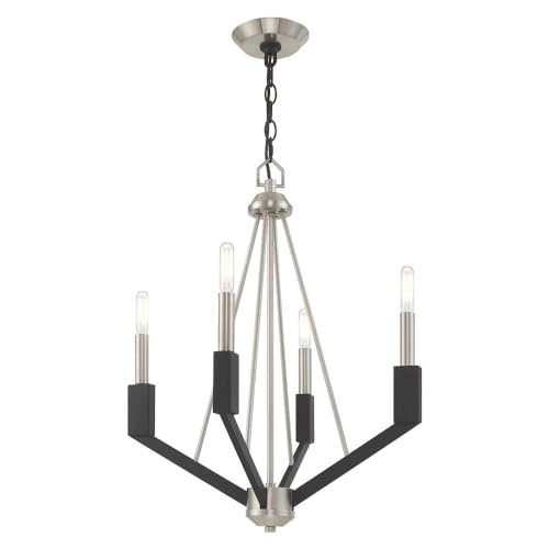 Mini Chandelier - 4 Lt Brushed Nickel & Black
