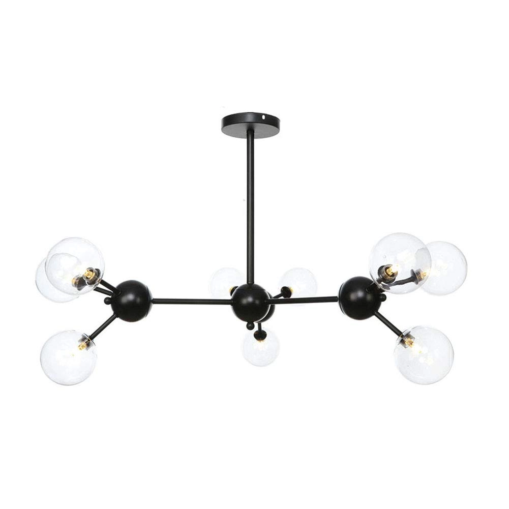 G4 Creative Magic Bean Molecular Chandelier - 9 heads Black transparent lampshade