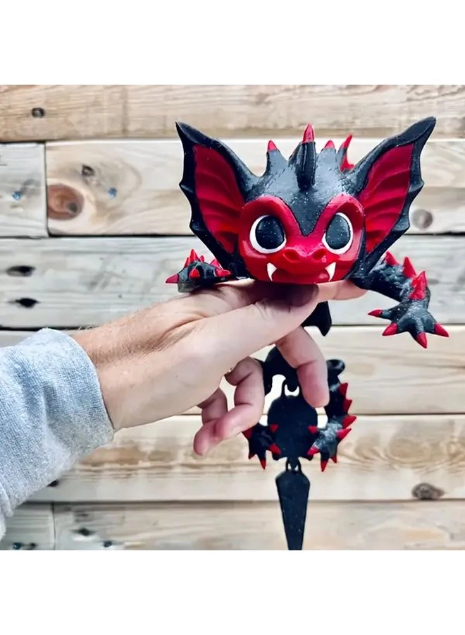 Generic Bat Dragon Figurine - 3D Printed Black Red