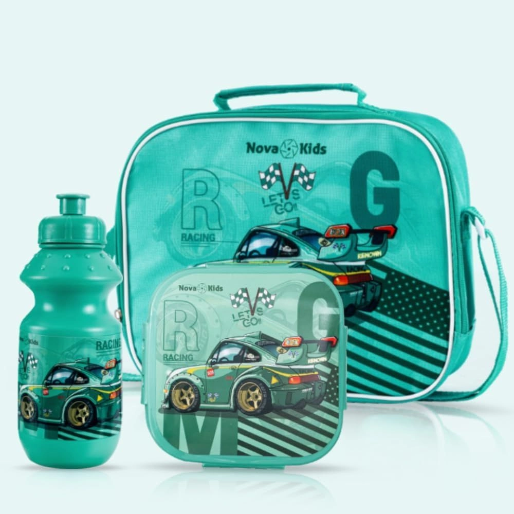 Lunch Box - 1100ml Racing Green + Water Bottle - 450ml + Lunch Bag - 3600ml