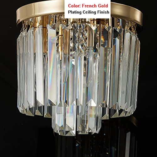 Modern Crystal Chandelier - French Gold 3-Lights