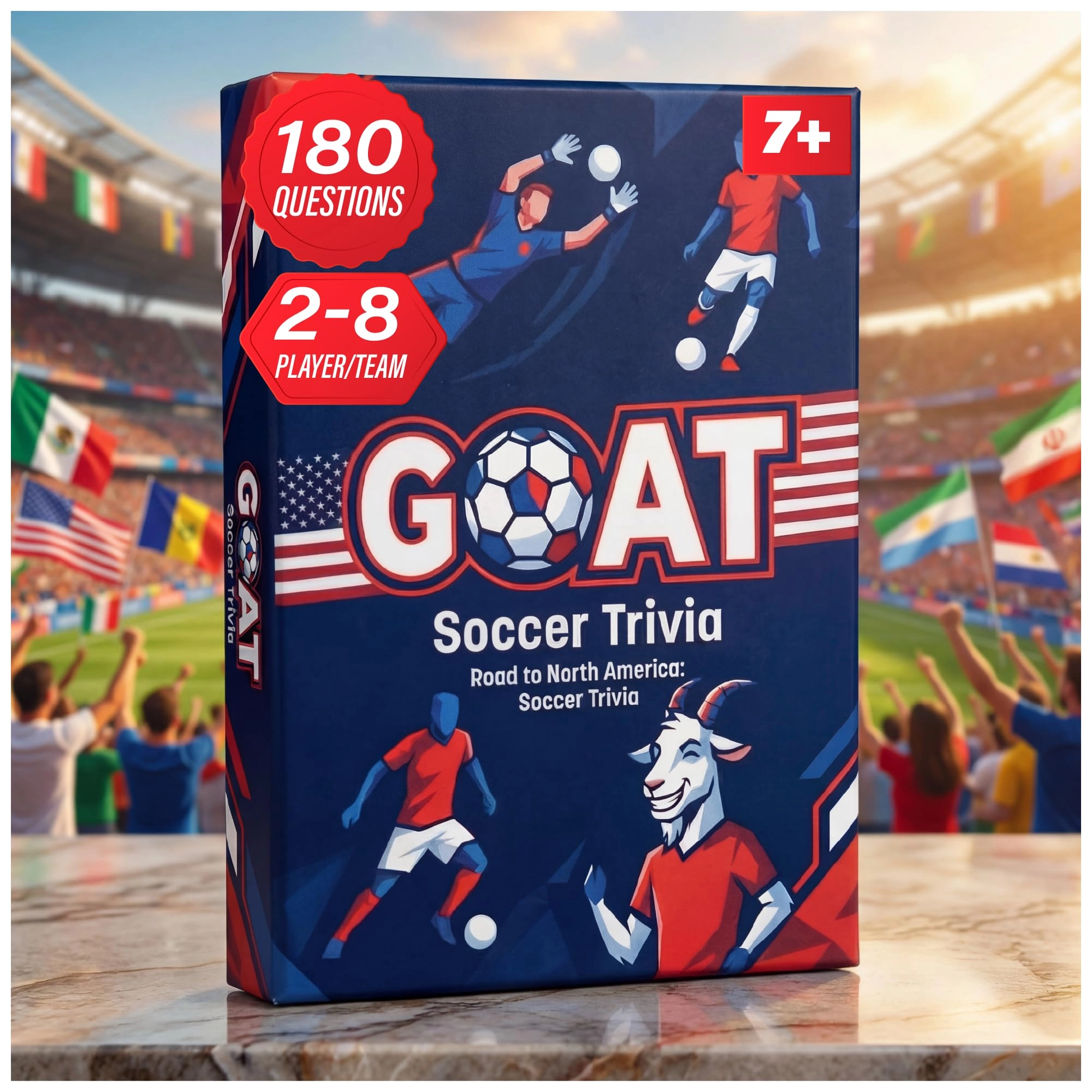 ANKAZA Goat Soccer Trivia Card Game - English Adult