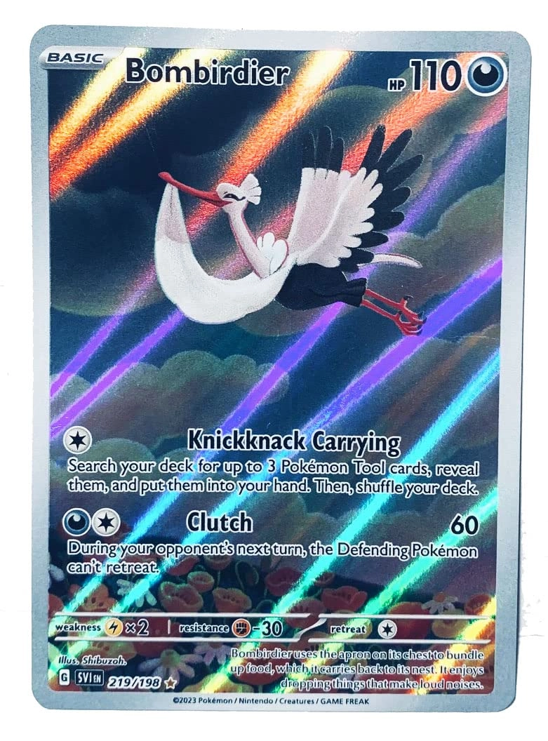 Pokémon Bombirdier 219/198 - Scarlet & Violet Illustrator Rare Holo Full Art