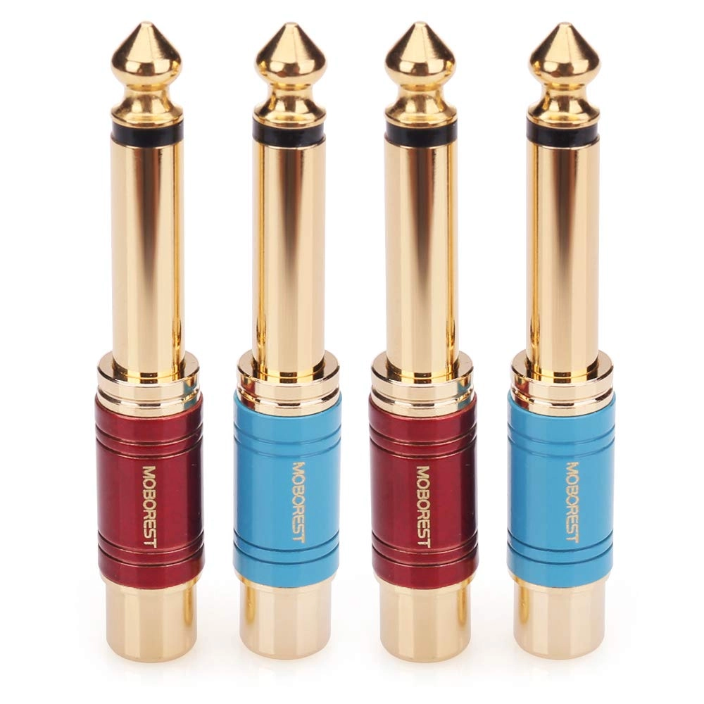 MOBOREST 1/4" Male to RCA Female Audio Adaptor - Pure Copper 6.35mm Mono Plug TS
