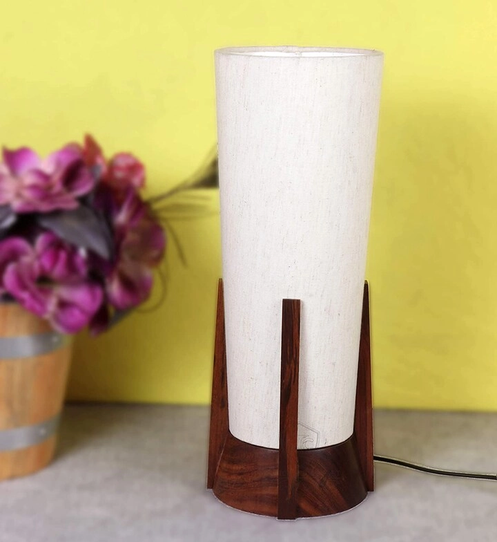 India Craft Wooden Table Lamp - Wood 14'' inch Without Bulb