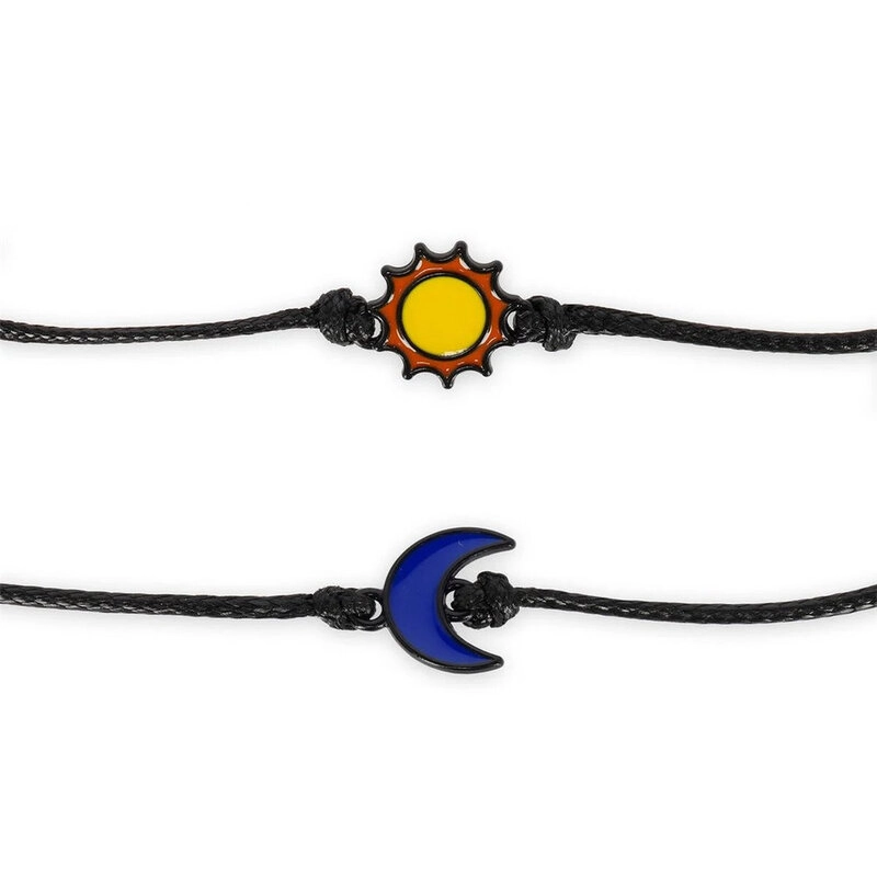 Better Together Sun&Moon Enamel Black-Tone Textile Bracelet
