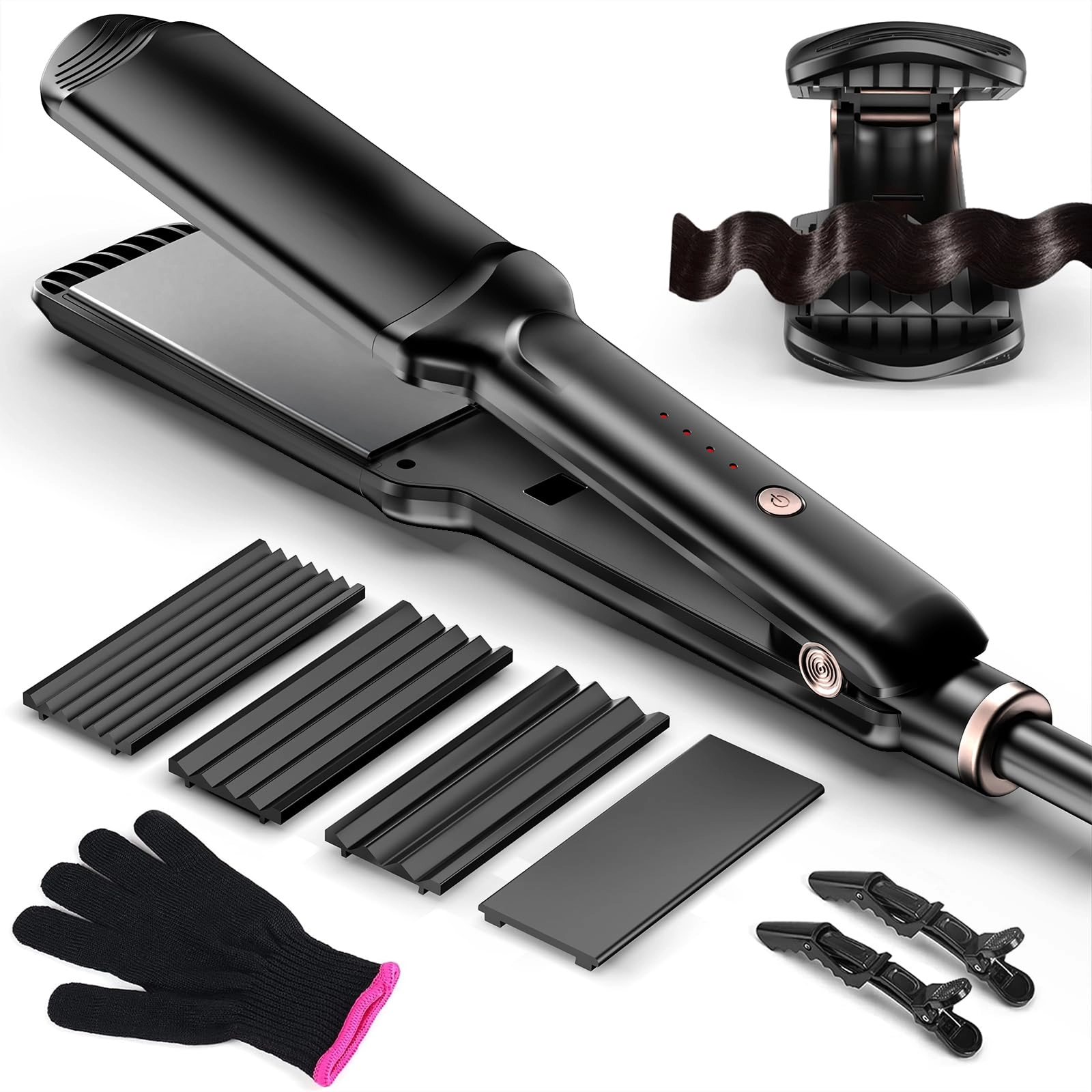 Dongguan Meinuo Electric Appliance Co., Ltd Hair Crimper Waver - 4 Interchangeable Ceramic Plates Auto Temp Control