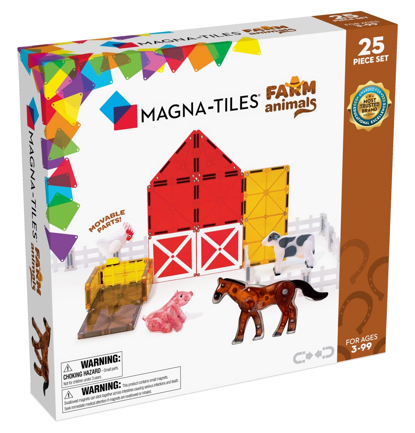 Magna-Tiles Farm Animals - Chicken Horse Cow Pig 25 pcs