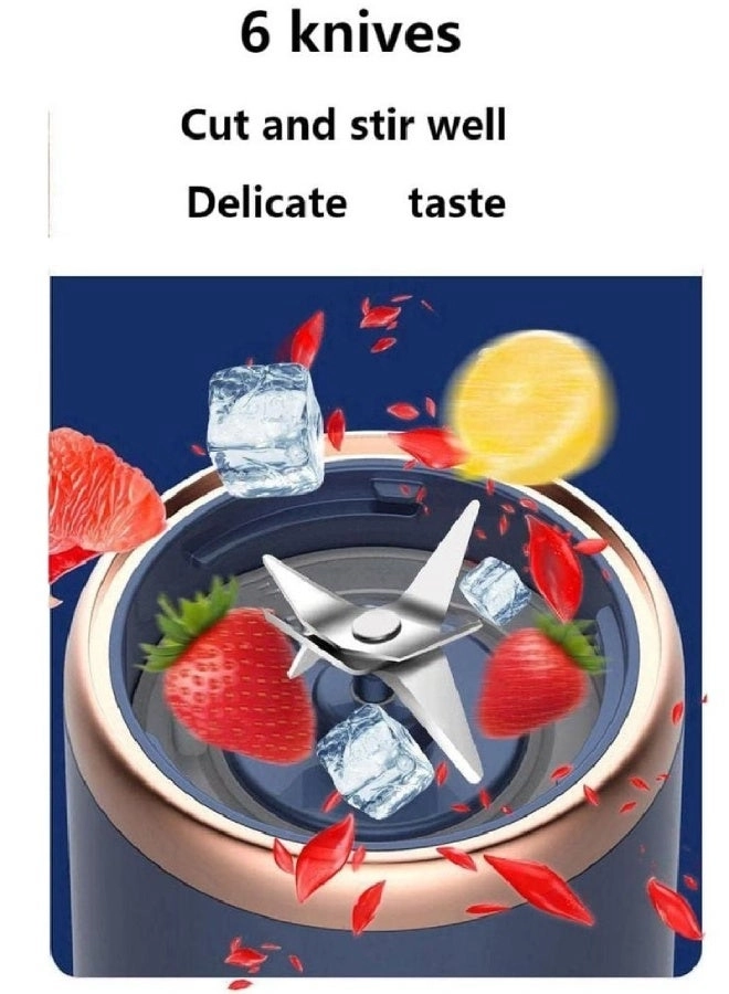 Portable Personal Blender - USB rechargeable, 6 stainless steel blades, travel-friendly