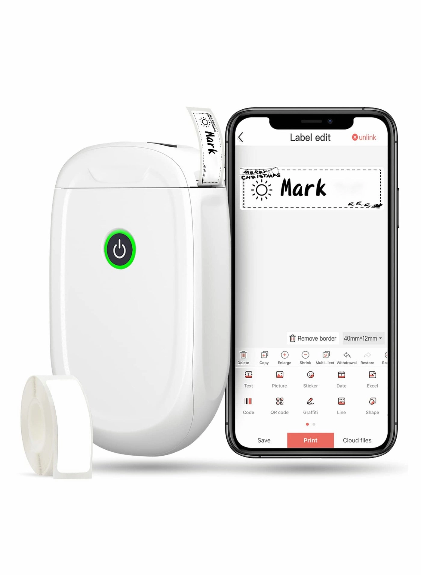 Excefore WP9510 - Thermal Printing 40x12 mm