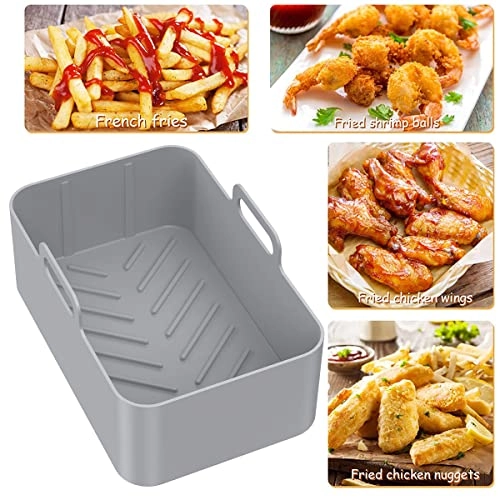 Air Fryer Silicone Basket - 2pcs Silicone + Silicone Pad - 4pcs Silicone + Oil Brush - 1pc