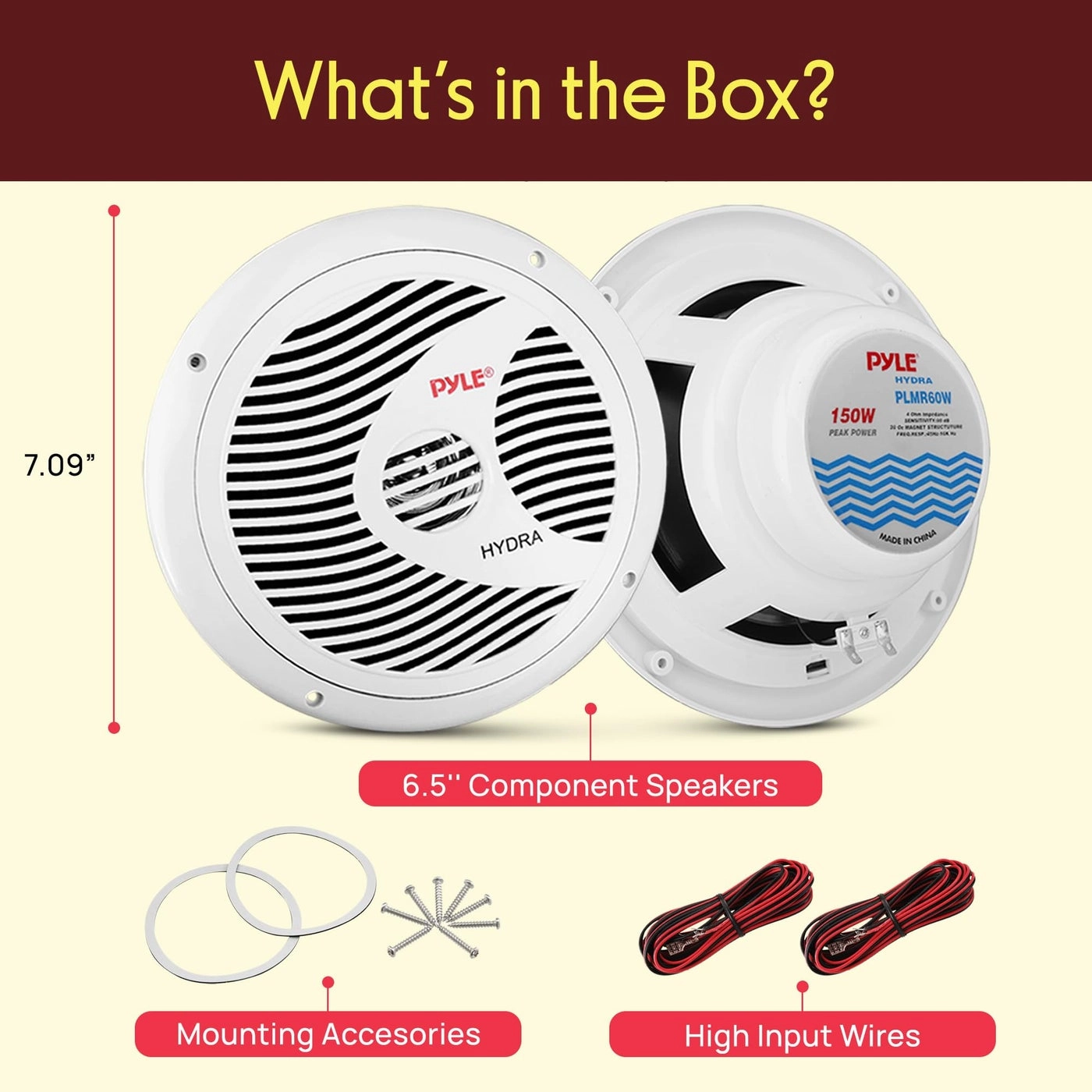 Dual Marine Speakers - 6.5 Inch 120 Watt