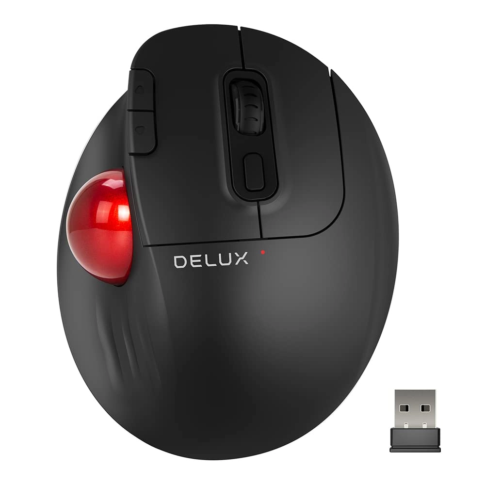 Delux MT1 Trackball Mouse - Bluetooth Radio Frequency