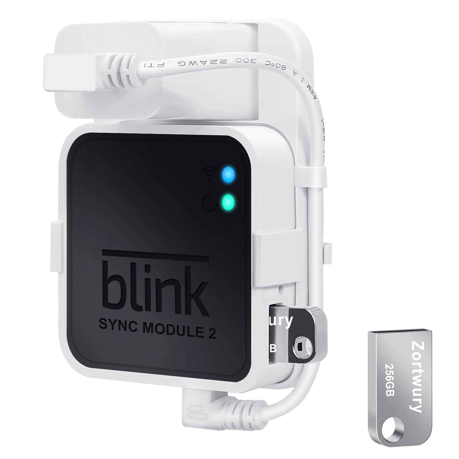 Zortwury Blink USB Flash Drive - 256GB USB 3.0 + Outlet Wall Mount - Blink Sync Module 2