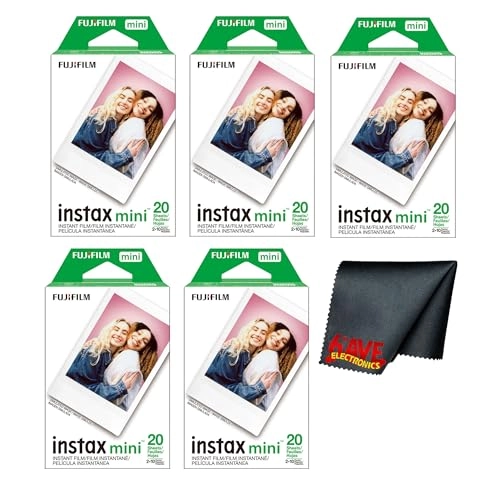 Instax Mini Instant Film + Microfiber Cleaning Cloth - 100 Sheets 2.1 x 3.4