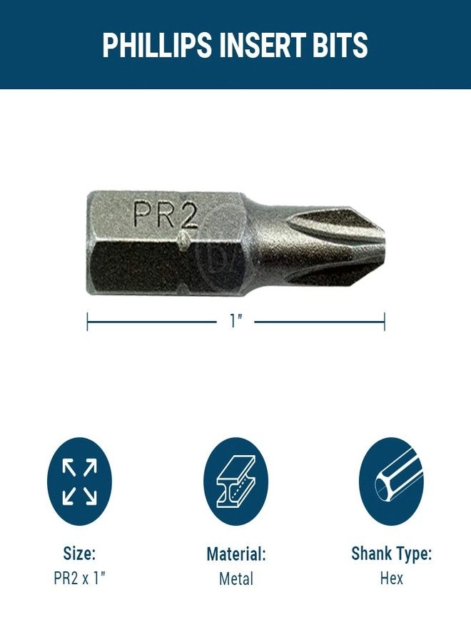 1/4 Inch Hex Anti Slip Phillips Insert Screw Head Screwdriver Bits - 50 Pack