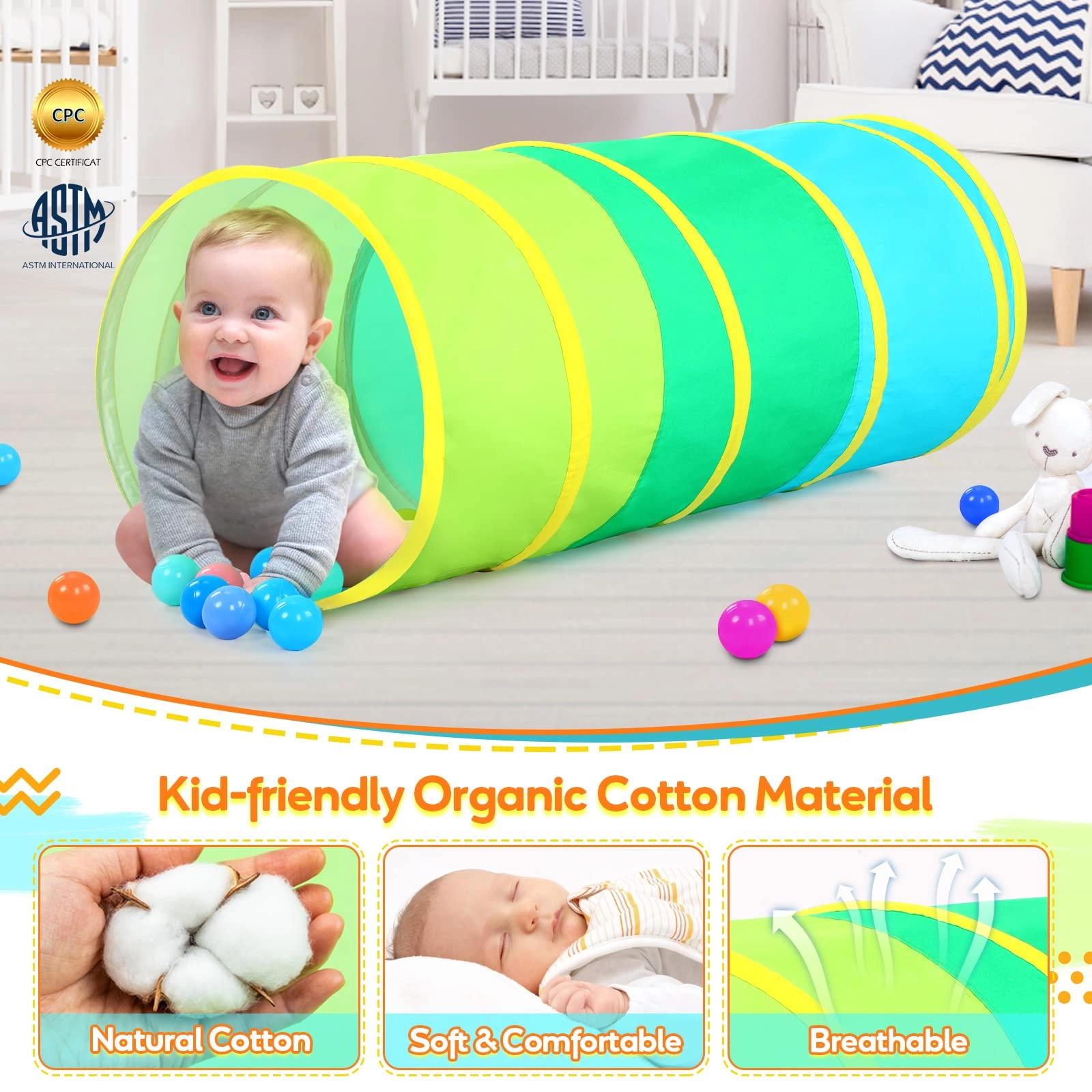 Kids Play Tunnel - Colorful Pop Up Rainbow