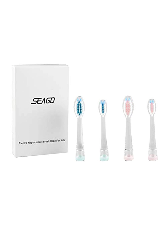 Electric Toothbrush Replacement Head - 4-Piece Green/Pink/Clear Set
