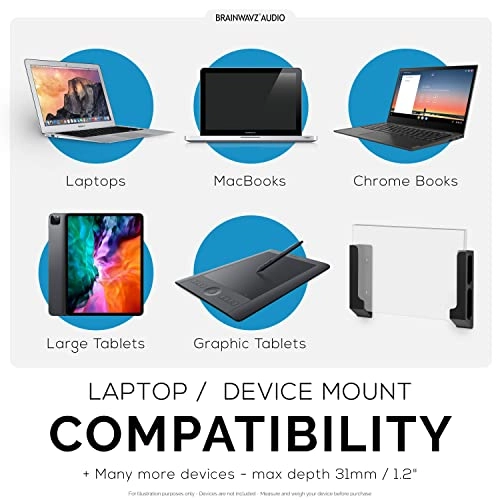 Wall Mount Laptop Holder - 1.2" / 31mm Adhesive Screw Mount