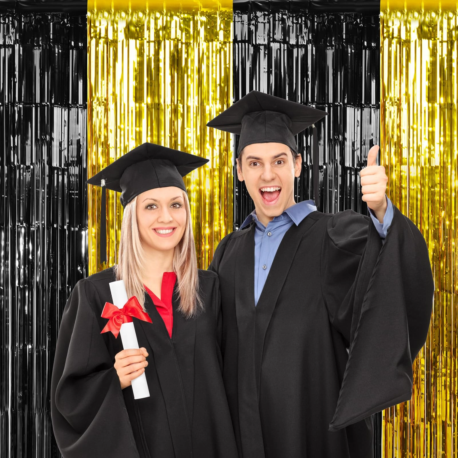 Foil Fringe Curtain - 3 Birthday Graduation Prom Wedding Pack