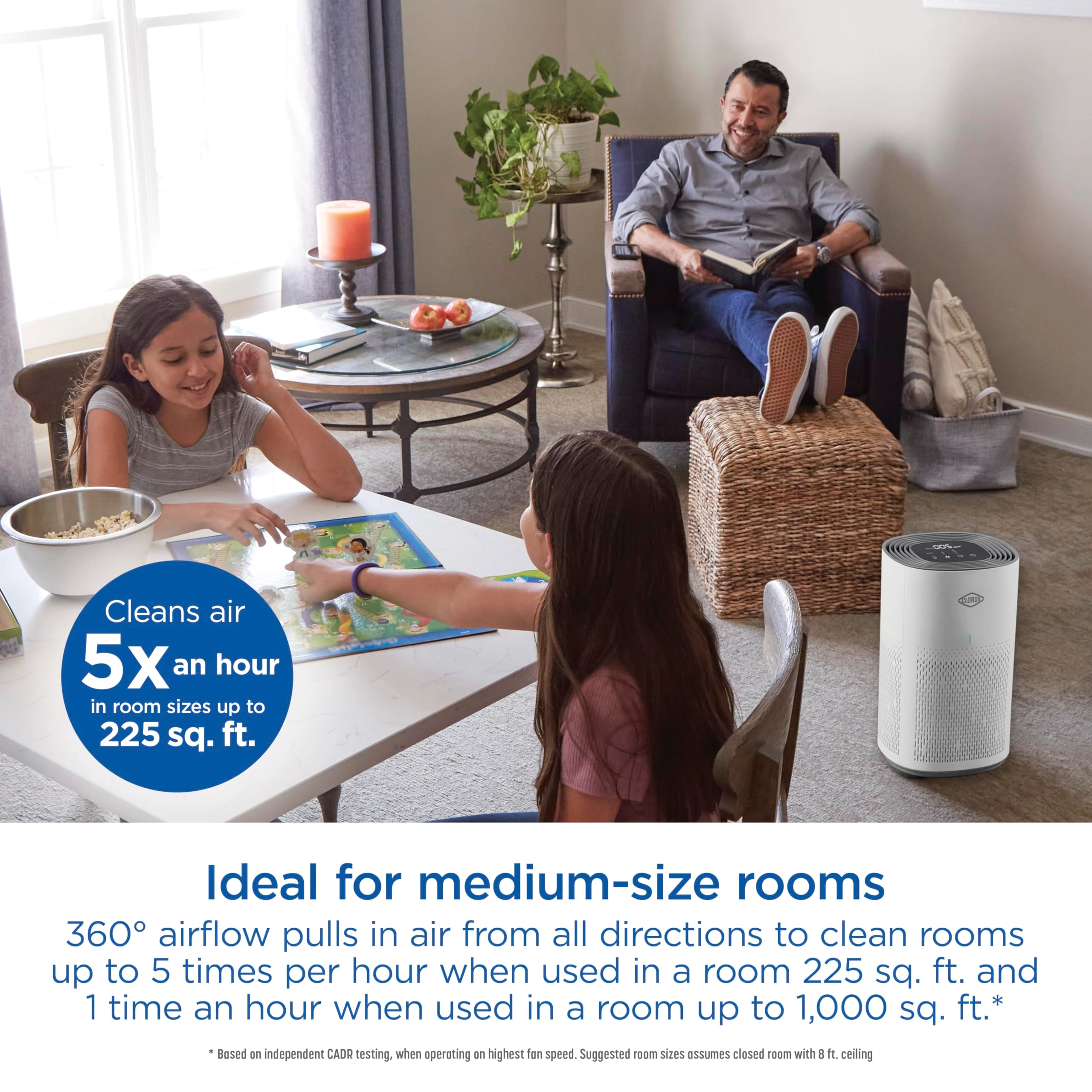 Medium Room Air Purifier - True HEPA Up to 1,000 Sq Ft