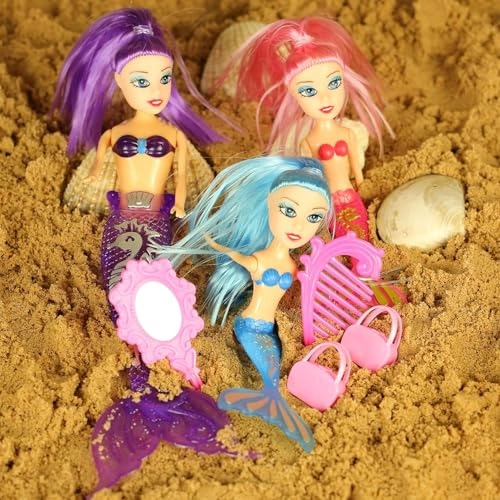 Movable Mermaid Dolls - 7 Piece 3 Mermaids