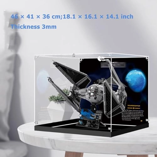Acrylic Display Box for LEGO 75382 TIE Interceptor Aircraft - 3mm thickness