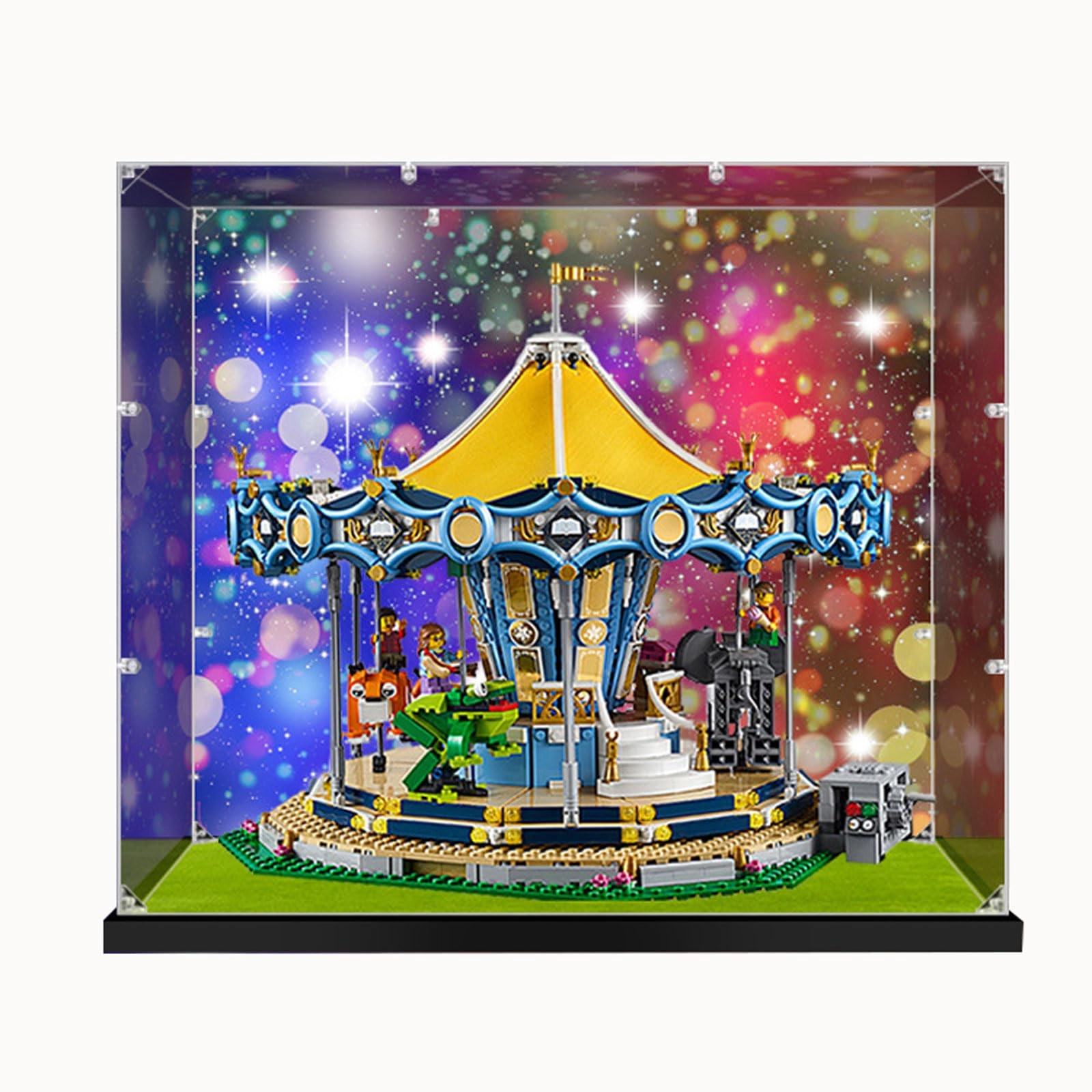 TIANQING Acrylic Display Case for LEGO 10257 Carousel - 42*40*34cm 2MM/3MM With Background