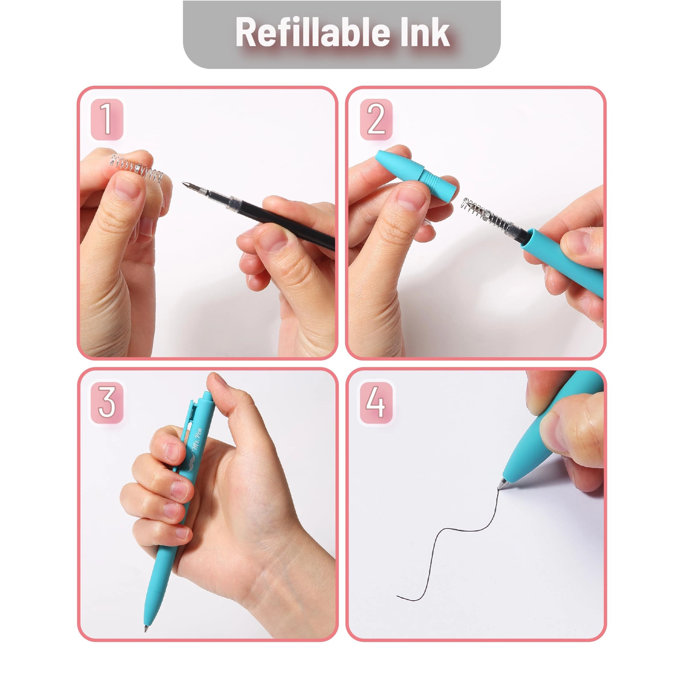 Retractable Gel Pens - 12 Pack 0.7mm
