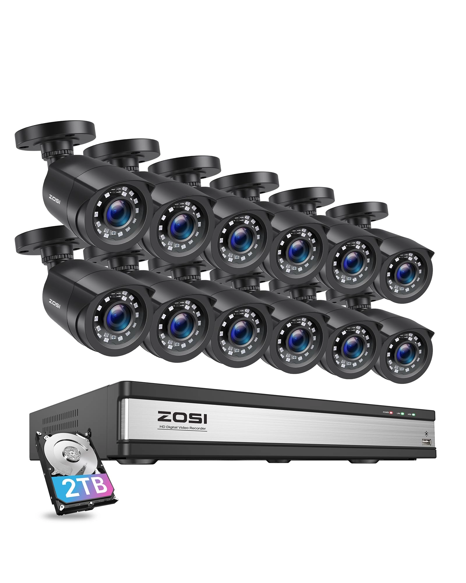 Zosi H.265+ 1080p 16CH Security Camera System - 12 16 1080p