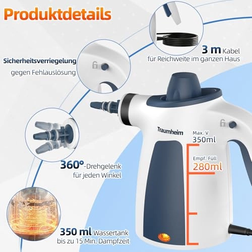 Handheld Steam Cleaner - 3 Bar 350 ml