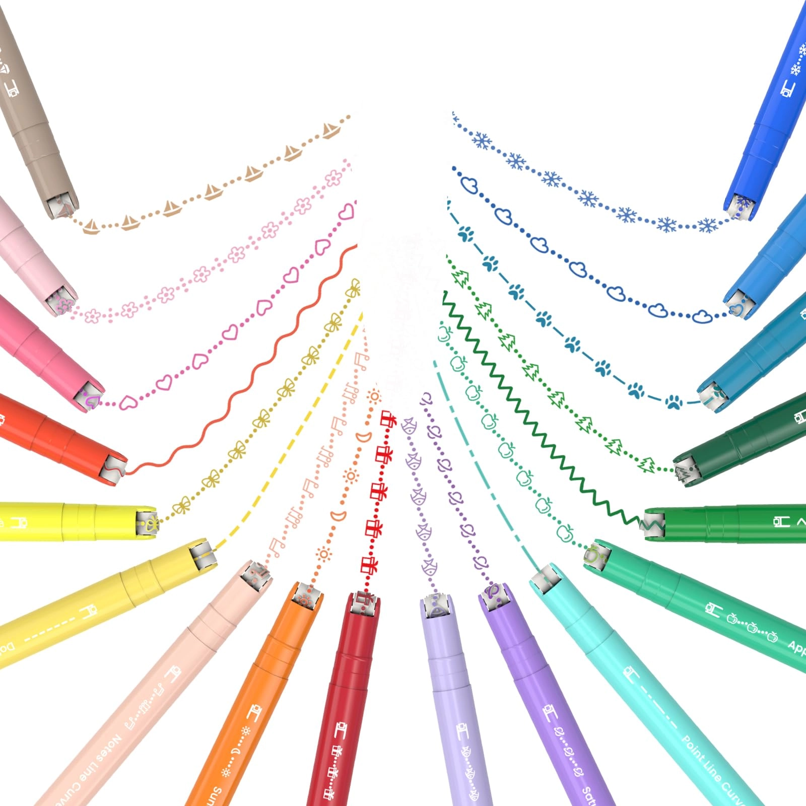 AECHY Curve Highlighter Pen Set - 18.0 Count Multicolor 0.4 millimeters