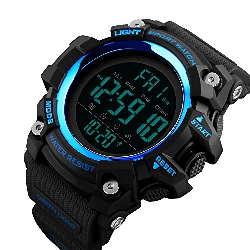 Multifunctional Waterproof Watches Outdoor Sports Digital Military LED Double Time 54mm Plastic