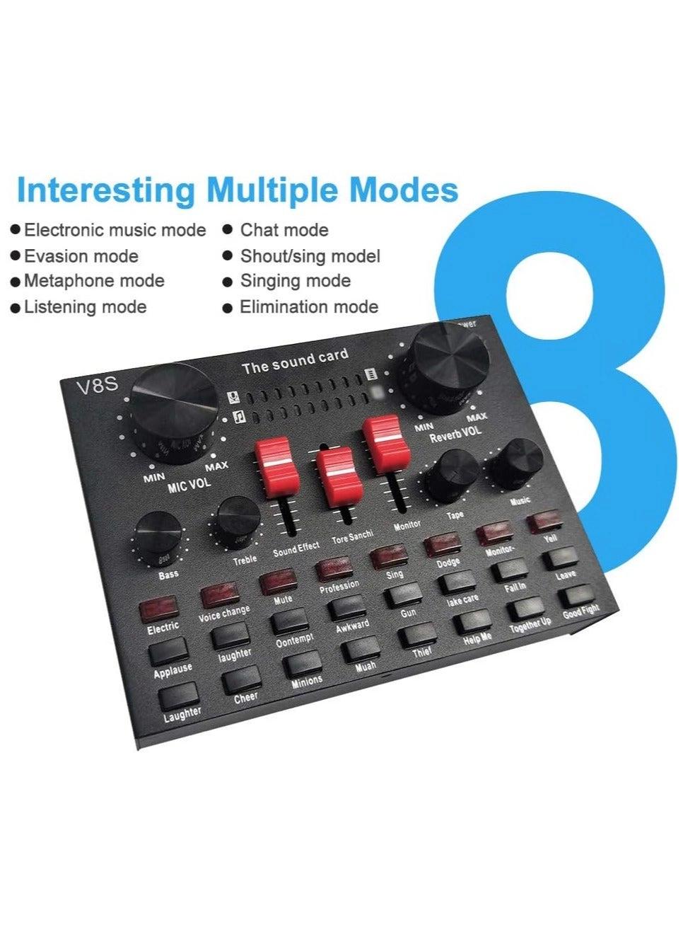 V8S Live Streaming Sound Wireless Microphone