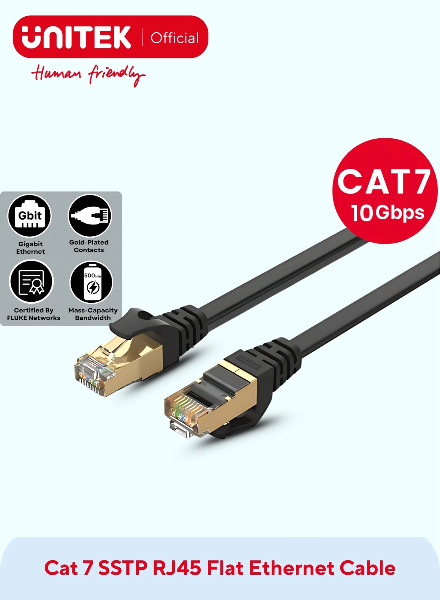 Cat 7 SSTP RJ45 Flat Ethernet Cable - 1 M