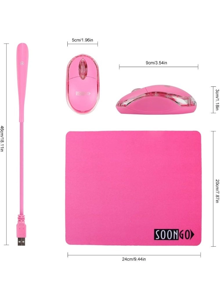 Mini Mouse Pad + Kids Mouse + USB LED Light