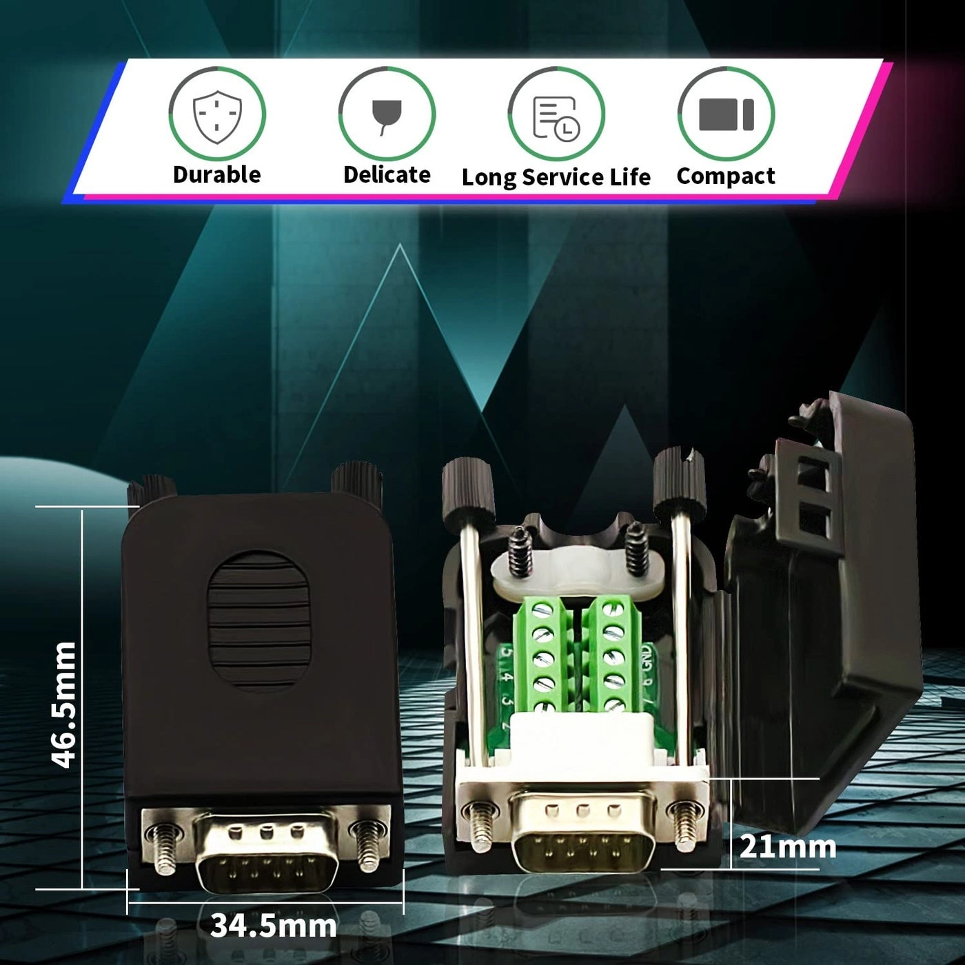 DB9 Male Solderless Connector