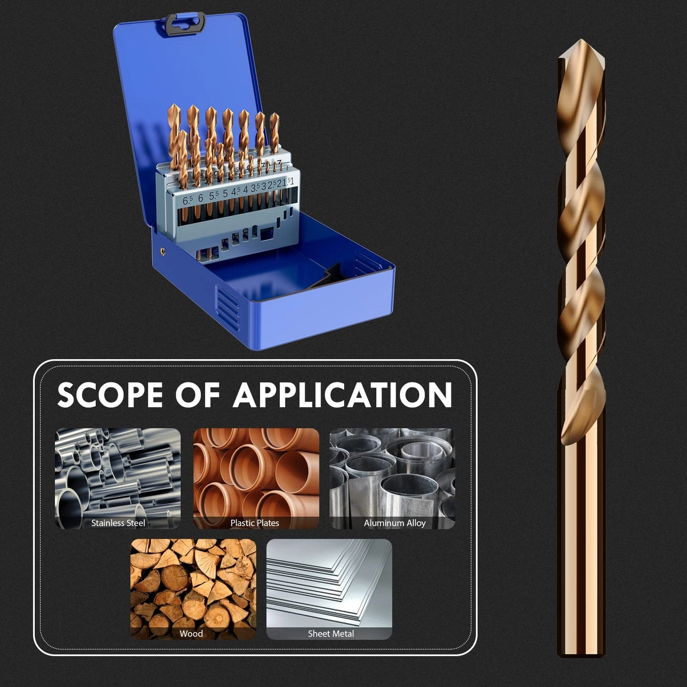 M35 Cobalt Drill Bit Set - 19Pcs 1.0mm-10.0mm