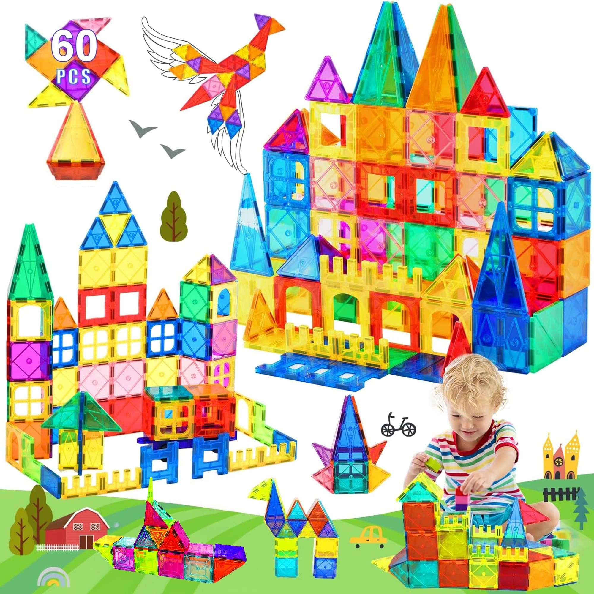 Toyden Toyden Magnetic Tiles - 16 months and up 32 pieces
