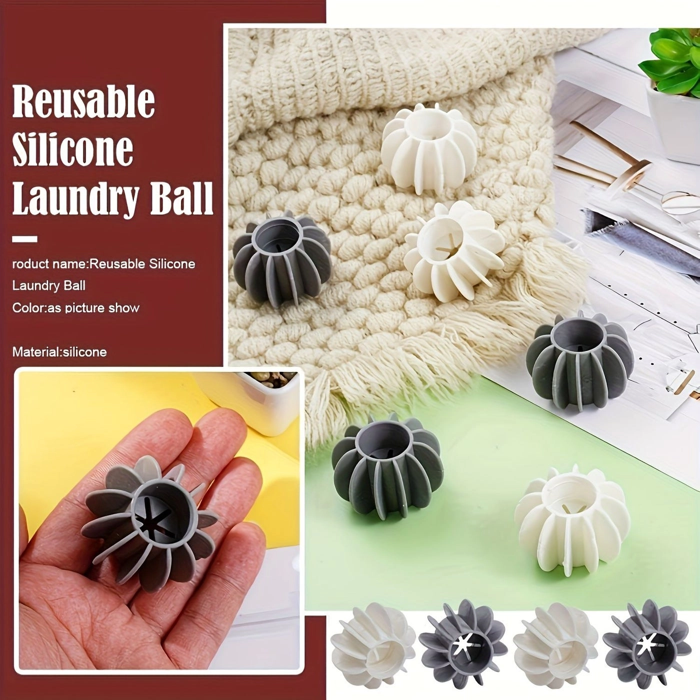 Generic Anti Tangle Laundry Balls - 16pcs White Reusable