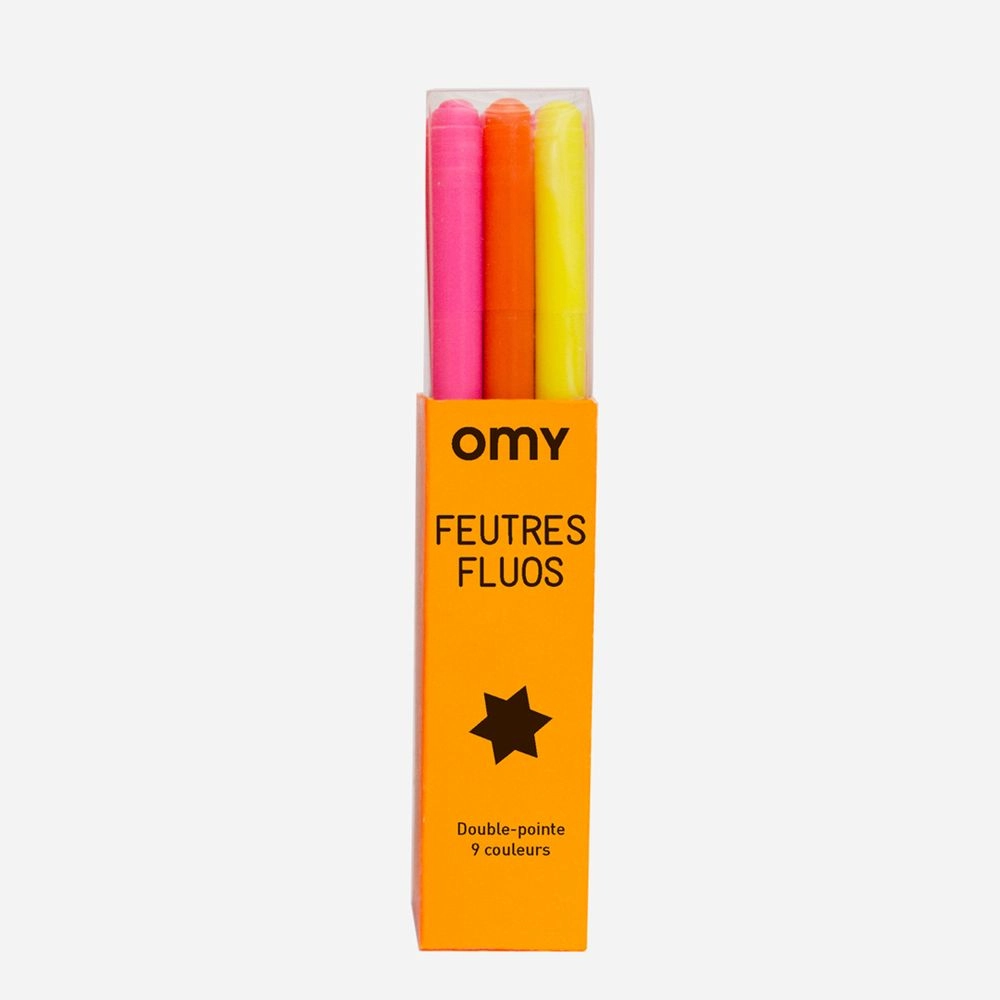 OMY Felt Pen Neon - 9 Neon-Yellow Neon-Orange Neon-Green Neon-Blue Neon-Pink