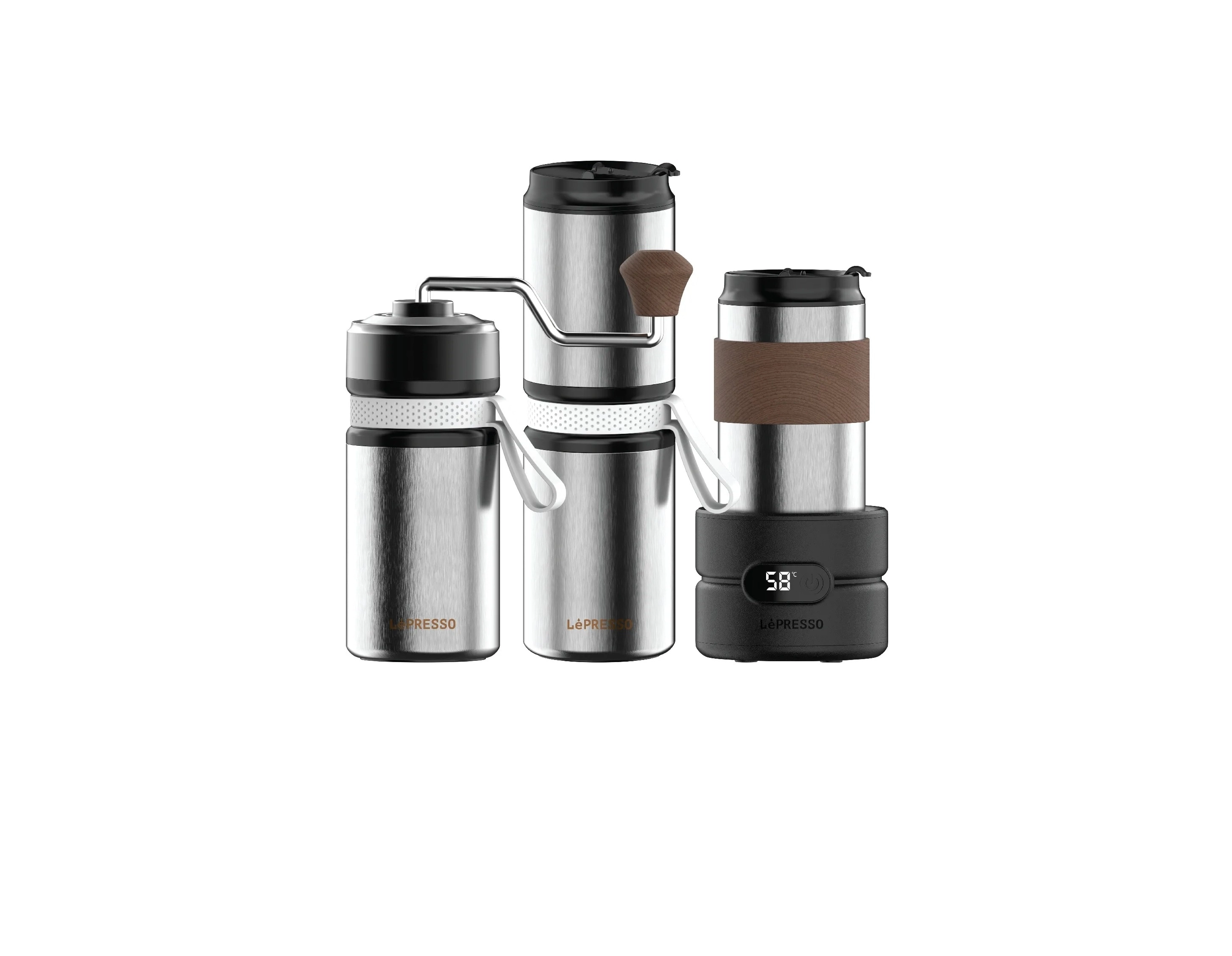 Grindo LePresso 4-in-1 Outdoor Coffee Set - USB-C Charging 1200mAh