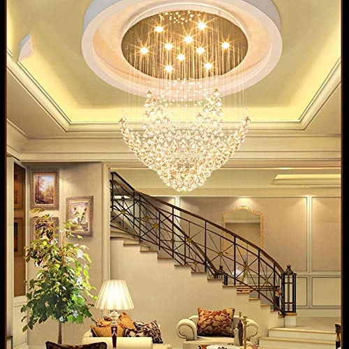 Living Room Round Crystal Chandelier - White Light Warm Light