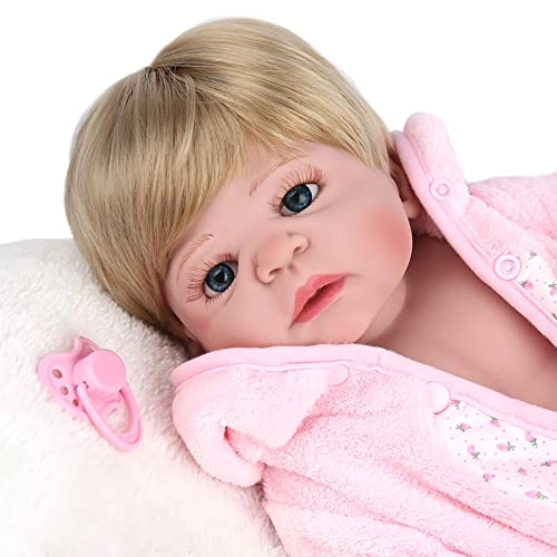 Reborn Baby Doll - 22 Inch Soft Vinyl Blonde Blue Eyes