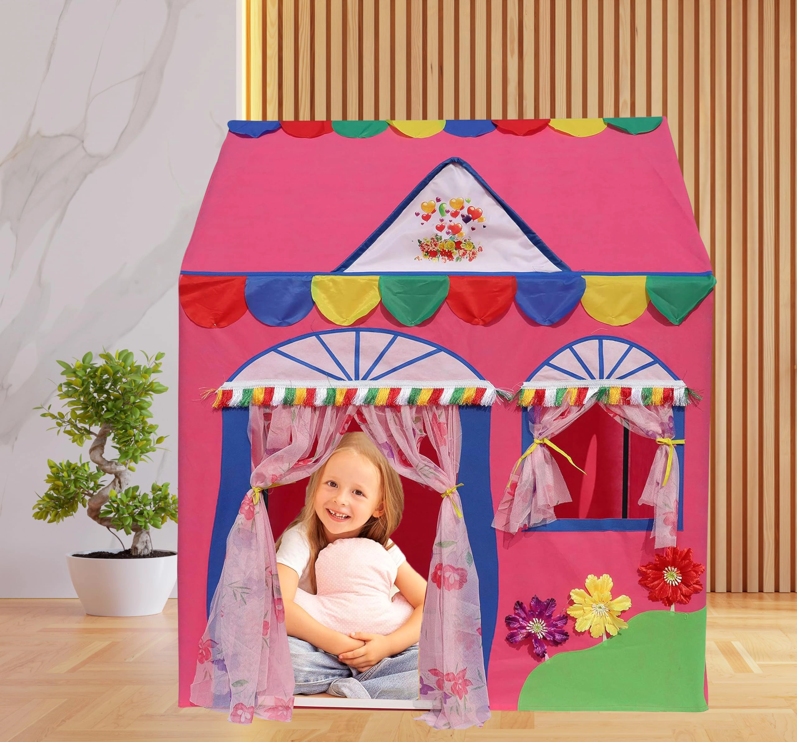 Hut Type Play Tent - Big Size Pink 105D x 85W x 145H Centimeters