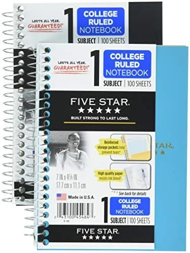 Acco Mead Spiral Notebooks Personal Size Spiral - Lined 100 Sheets