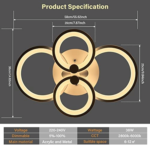 LED Ceiling Light - 2800-6000K Dimmable