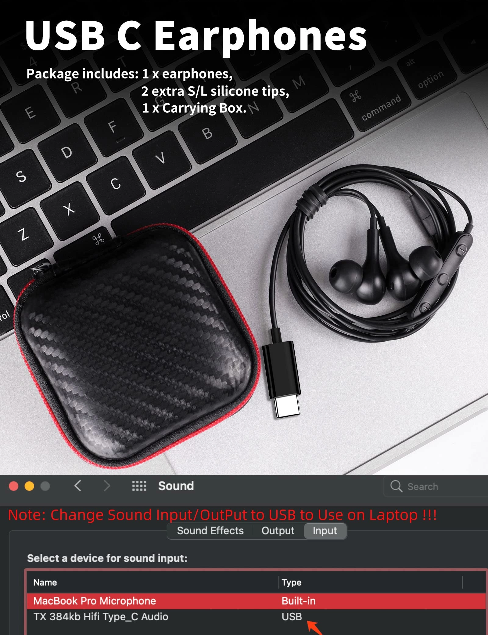 USB C Headphone Wired Earbud