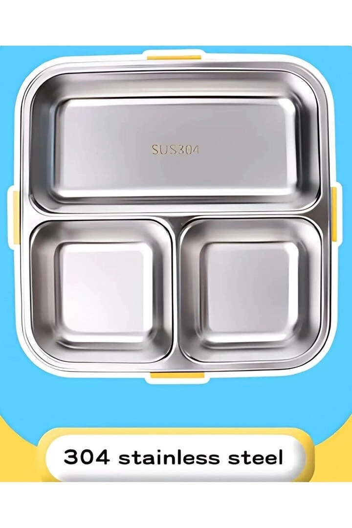 Stainless Steel Lunch Containers - 3 Compartments Bowl