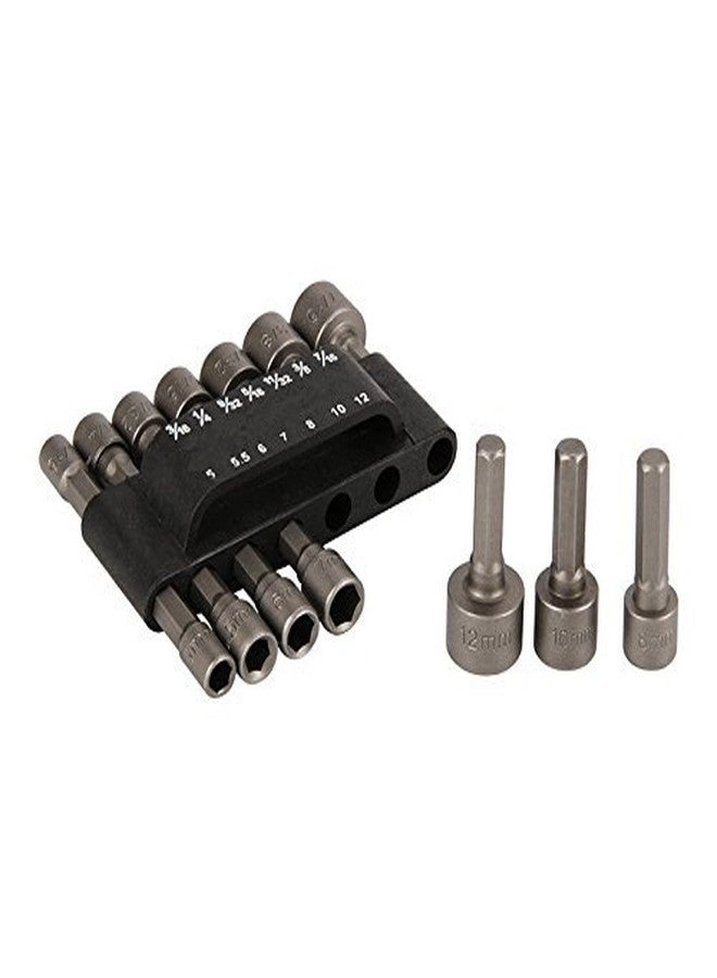 Power Nut Driver Bit Set - 1/4" Quick-Change Hex Shank SAE & Metric 3/16"-7/16" | 5mm-12mm